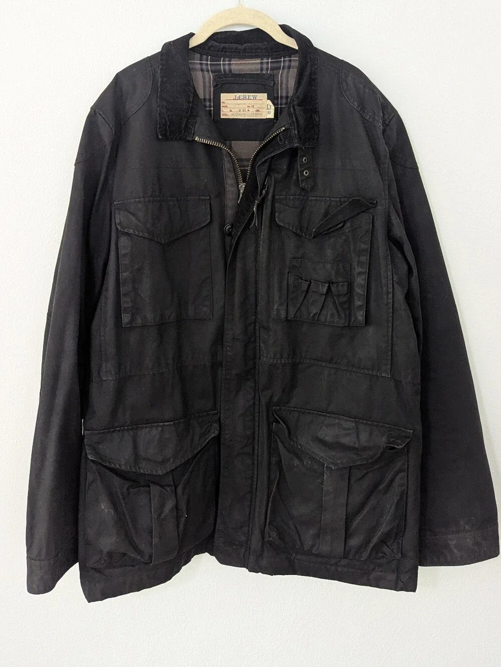 Vintage J. Crew Coated Barn Jacket The British Millerain Black Pockets Large T